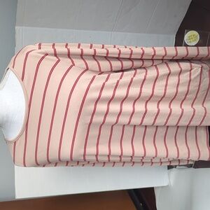 Old Navy Long Sleeve BOTH shirts Women's Large Tan Burgundy Stripes NEW Lot